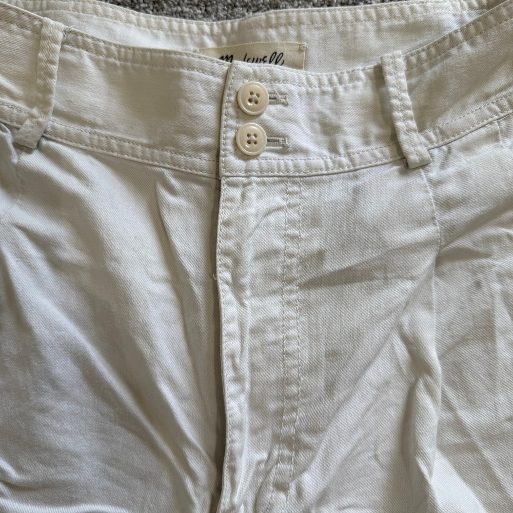 Madewell Pleated Cotton Linen Shorts Cream Sz 6 Coastal Minimal Tailored Preppy - Picture 2 of 11